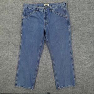 Blue Mountain Carpenter Jeans Mens 38x30 Straight Leg Denim Workwear Medium Wash